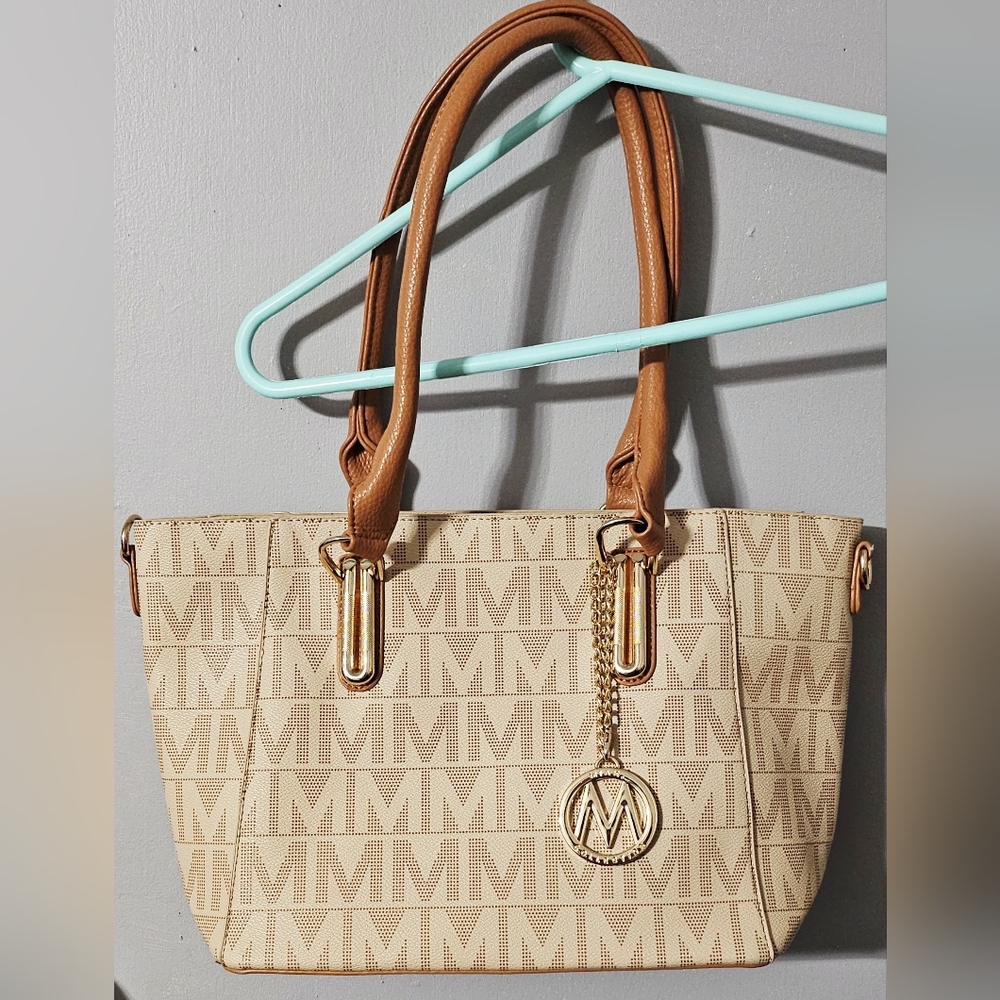MKF Casey M Signature Tote and Crossbody SET Beige